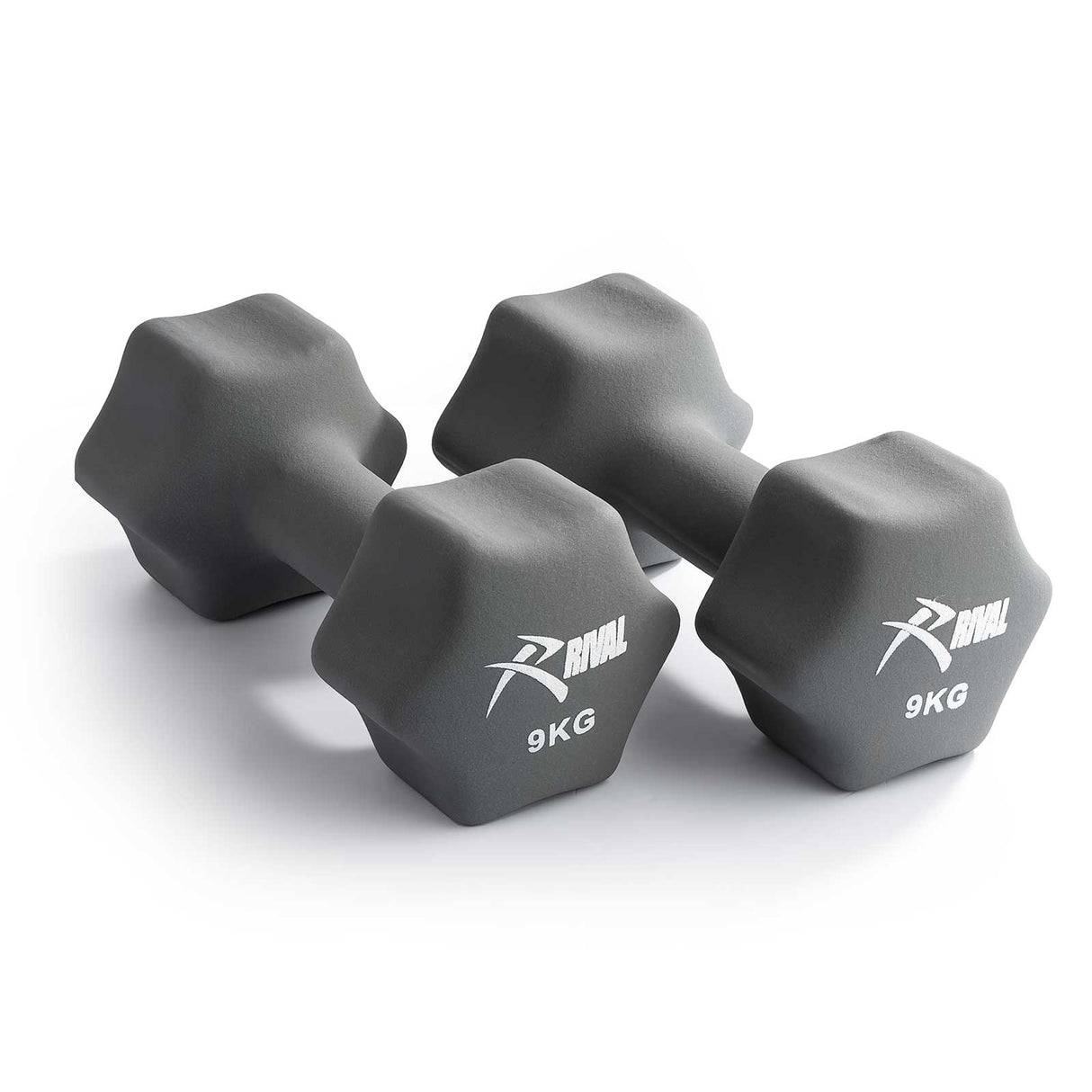 Rival Neoprene Dumbell 9kg Pair Grey