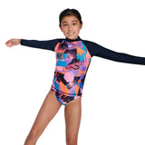 Speedo Printed Long Sleeve Rash Top Blk