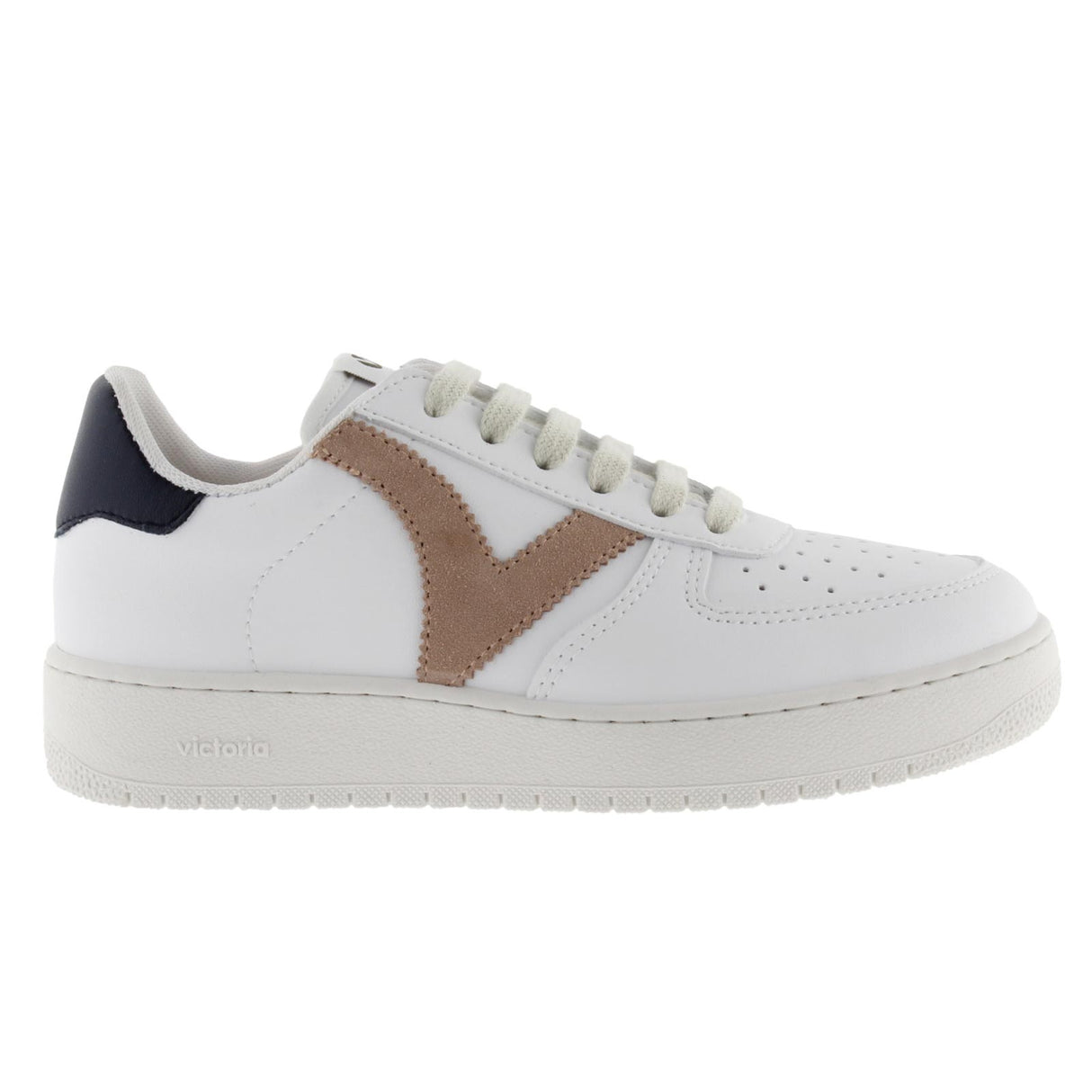 VICTORIA FAUX LEATHER SNEAKER UNI WHT/PN