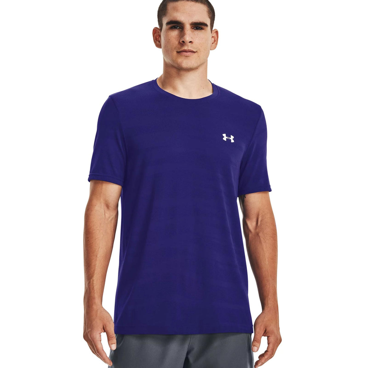 UA Mens Seamless Wave SS Tee Blue
