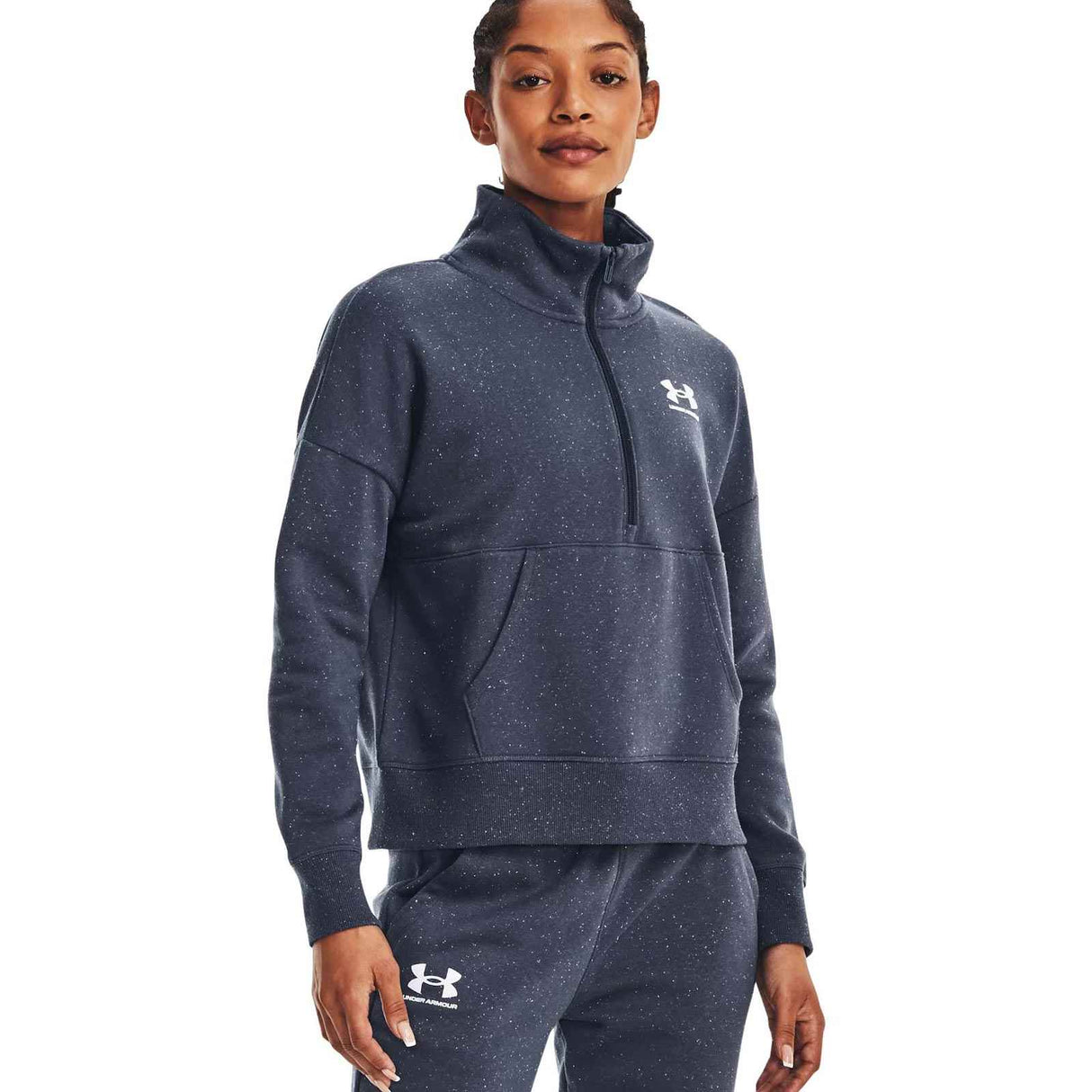 UA Womens Rival Fleece HZ Top Grey
