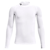 UA BOYS HG ARMOUR MOCK LS WHITE