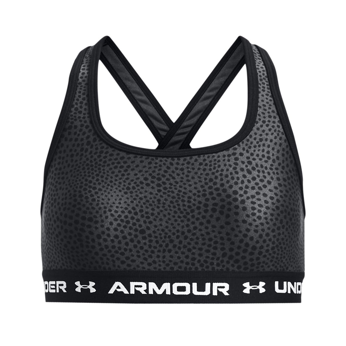 UA Kids Crossback Mid Printed Bra Black
