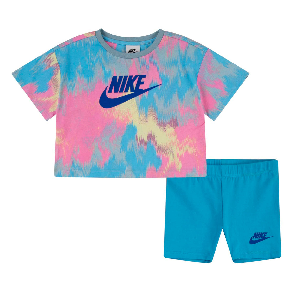 NIKE INF BOXY TEE & BIKE SHORT SET BLUE