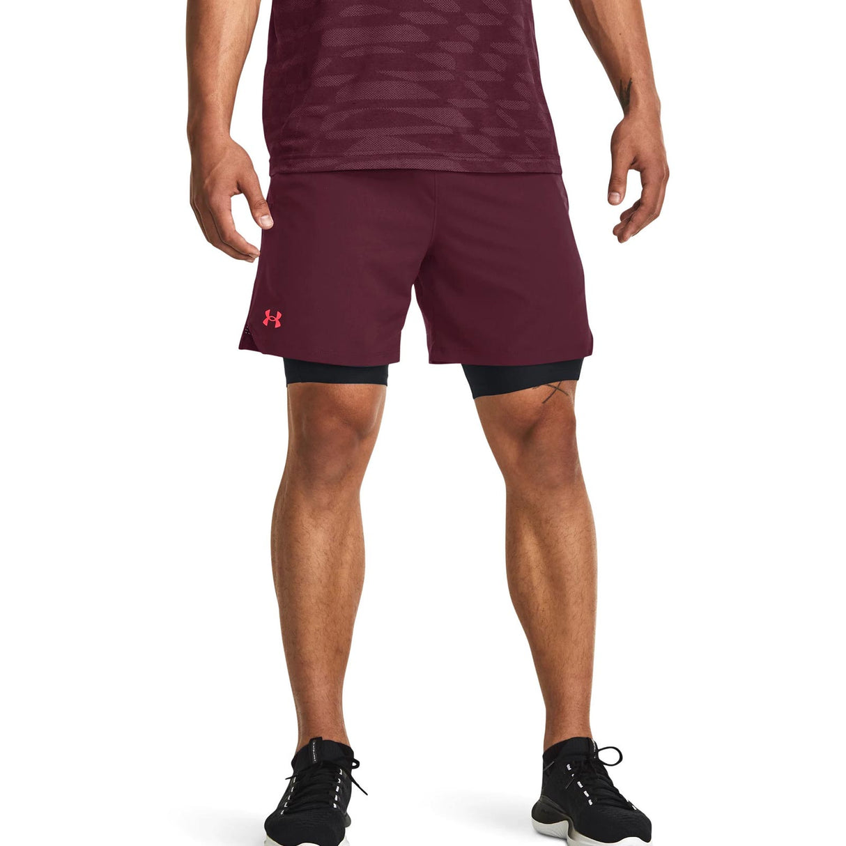 UA Mens Vanish Woven 6in Shorts Maroon