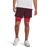 UA Mens Launch 5in 2in1 Short Maroon