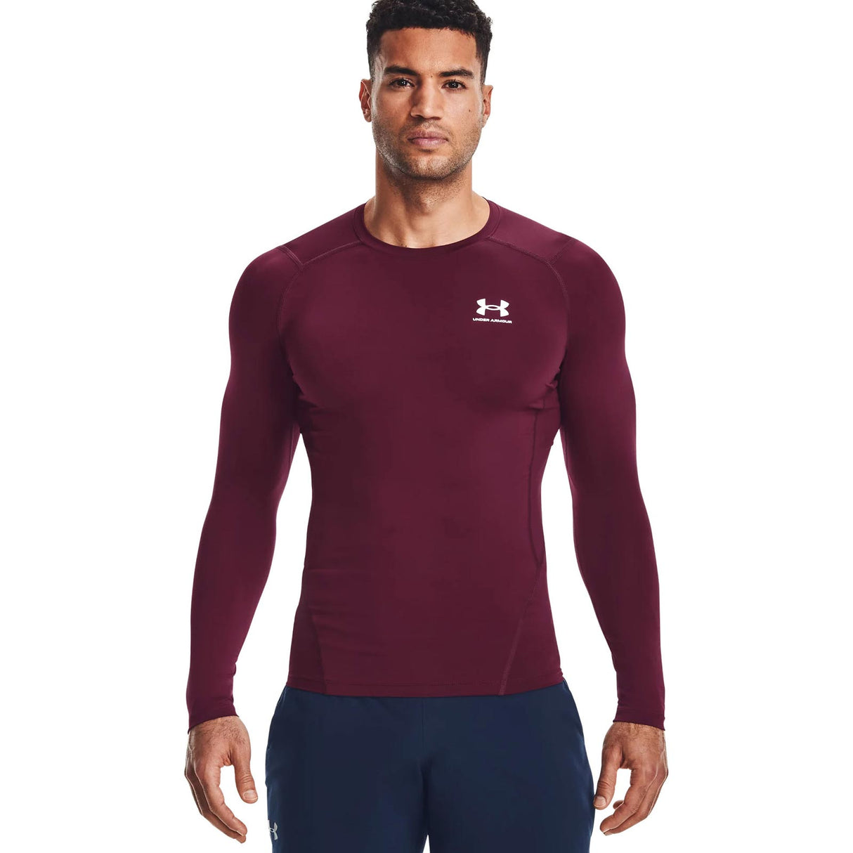 UA Mens HG Armour Comp LS Maroon