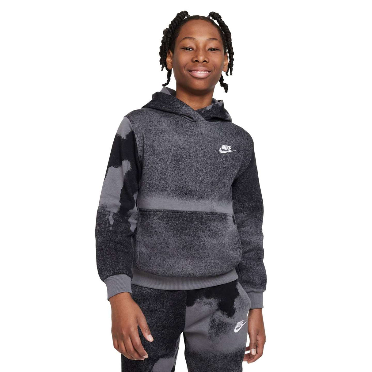 Nike Boys Club Fleece Hybrid PO Hoody Bk