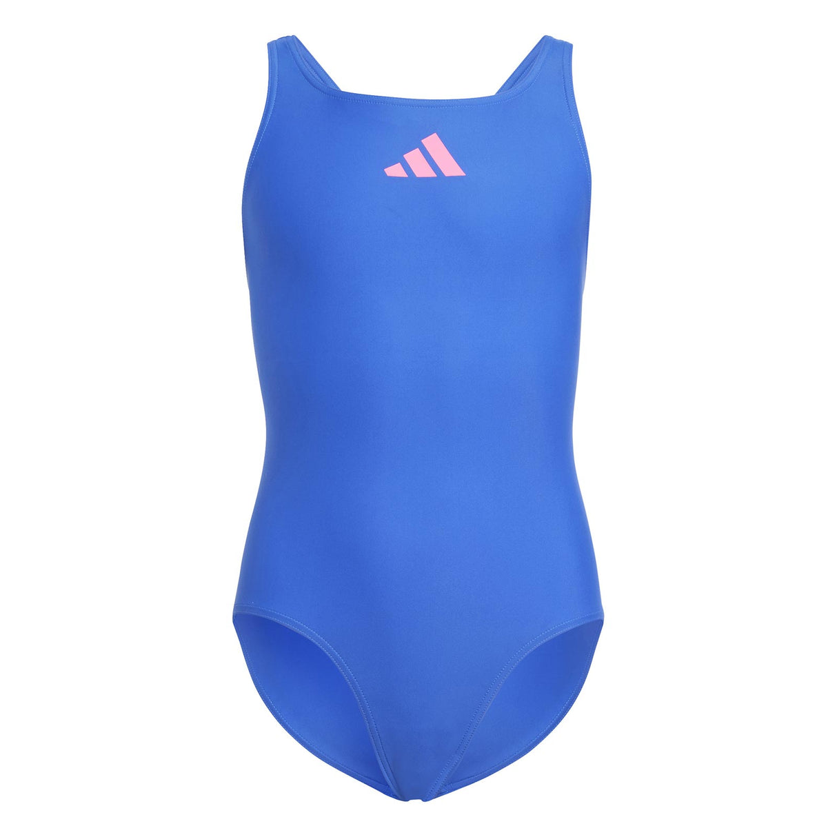 adidas Girls 3 Bars Solid Swimsuit Blue