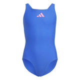 adidas Girls 3 Bars Solid Swimsuit Blue