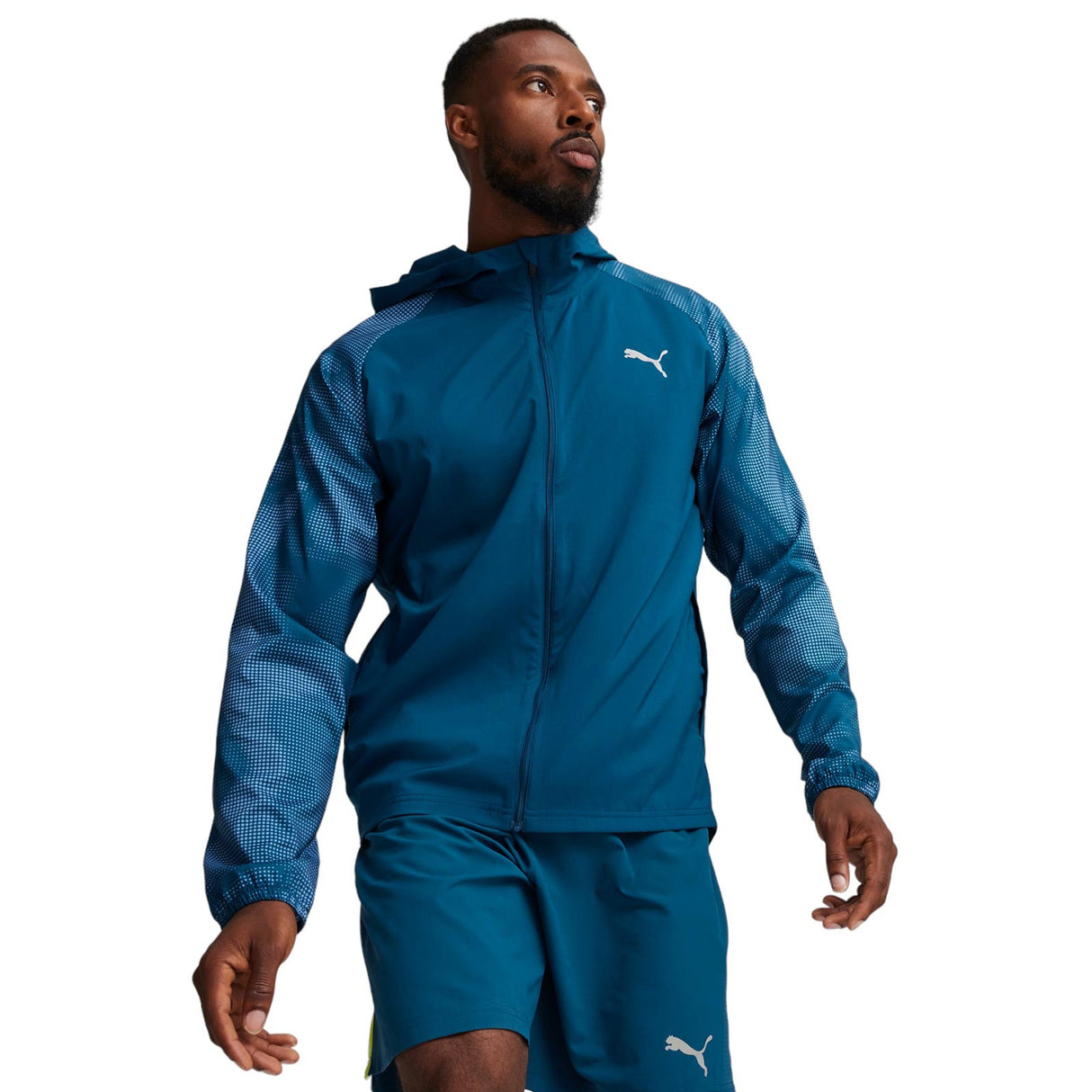 Puma Mens Run Favorite AOP Wvn Jackt Blu