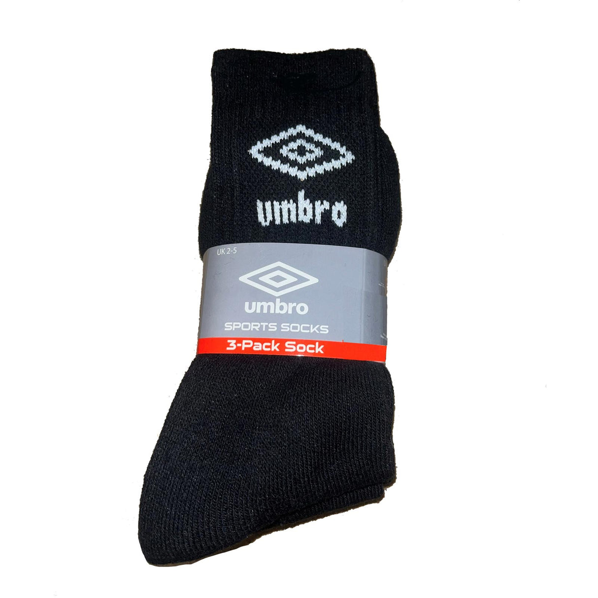 Umbro 3 Pack Sport Socks Crew Kids Black