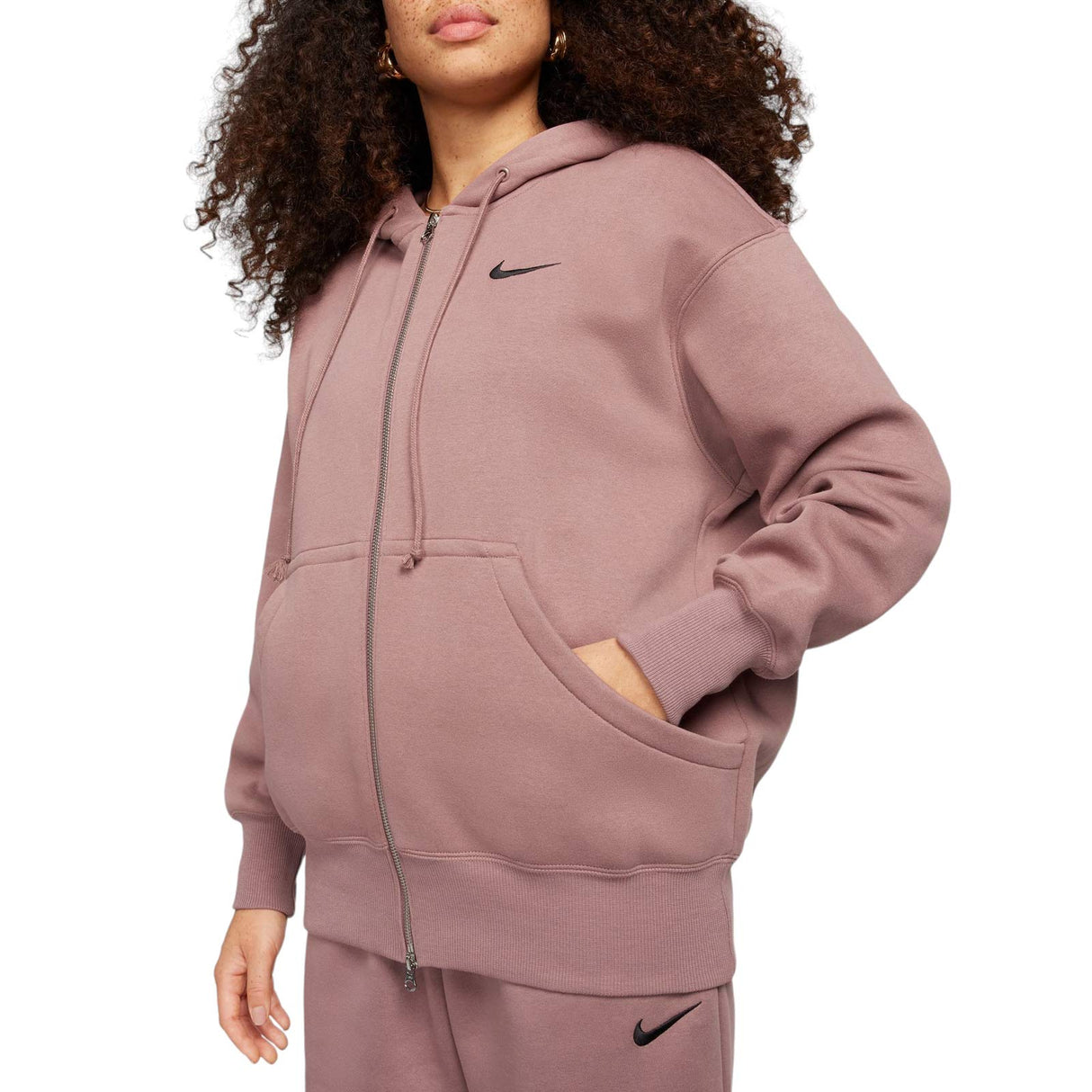 Nike Wmns NSW PHNX FLC FZ OS Hoody Brown