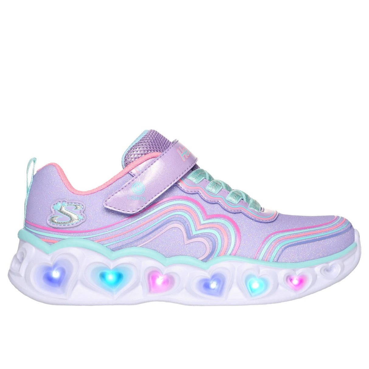 Skechers Heart Lights Retro Girls Purple