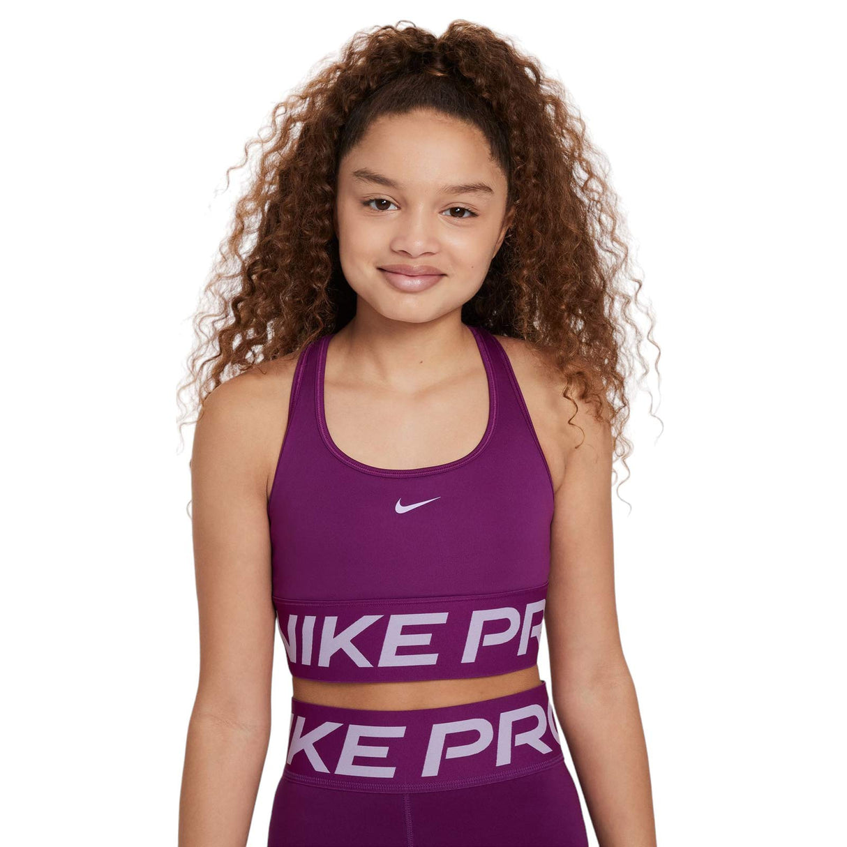 Nike Girls DF Pro Swoosh Bra Purple