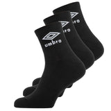 Umbro Cushion Quarter Sock 3 Pack Black