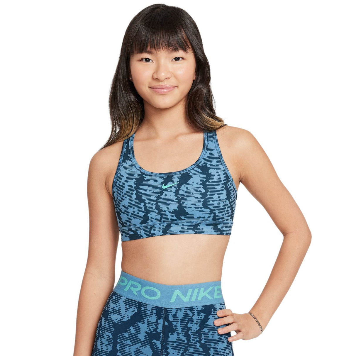 NIKE GIRLS SWSH REV AOP BRA Navy