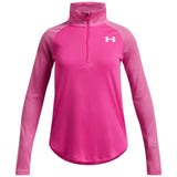 UA Girls Tech Graphic Half Zip Pink