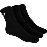 Asics 3 Pack Mens Crew Socks Black