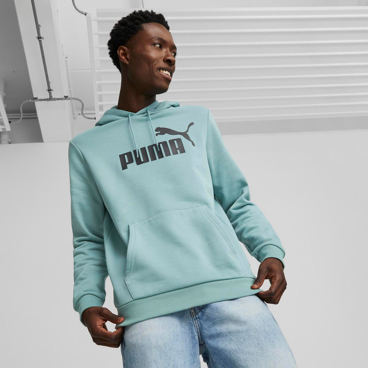 Puma Mens ESS Big Logo Hoodie FL Blue
