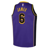 Jordan Lakers James 6 Kids Jersey Purple