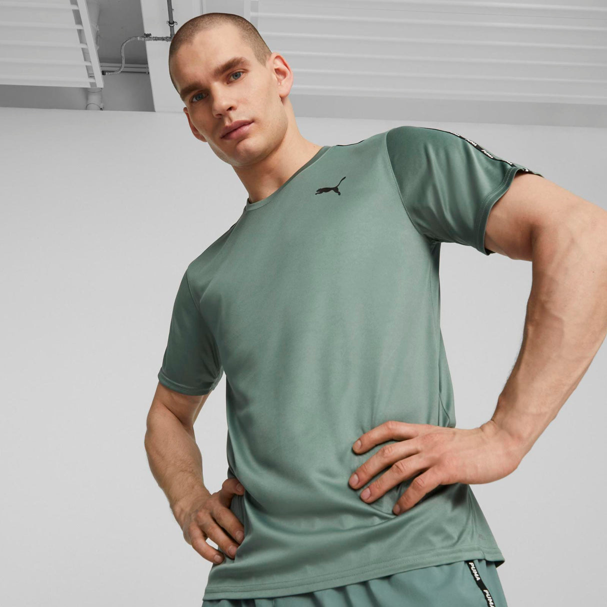 Puma Mens Fit Taped Tee Green