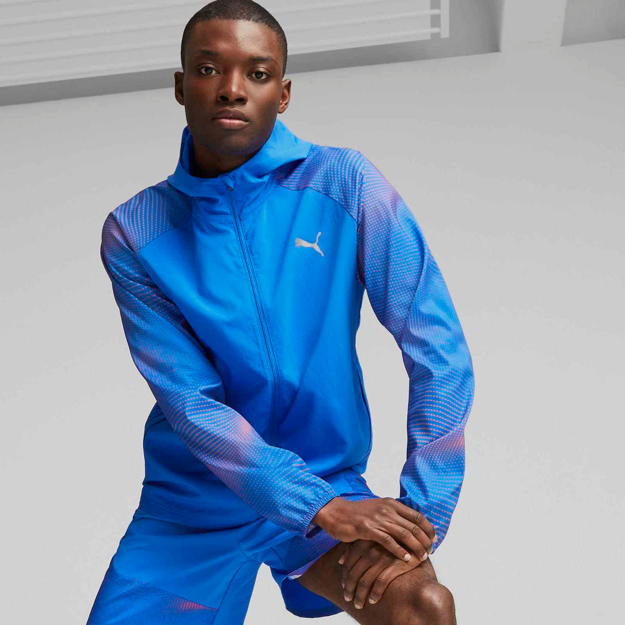Puma Mens Run Fav AOP Wvn Jacket Blue