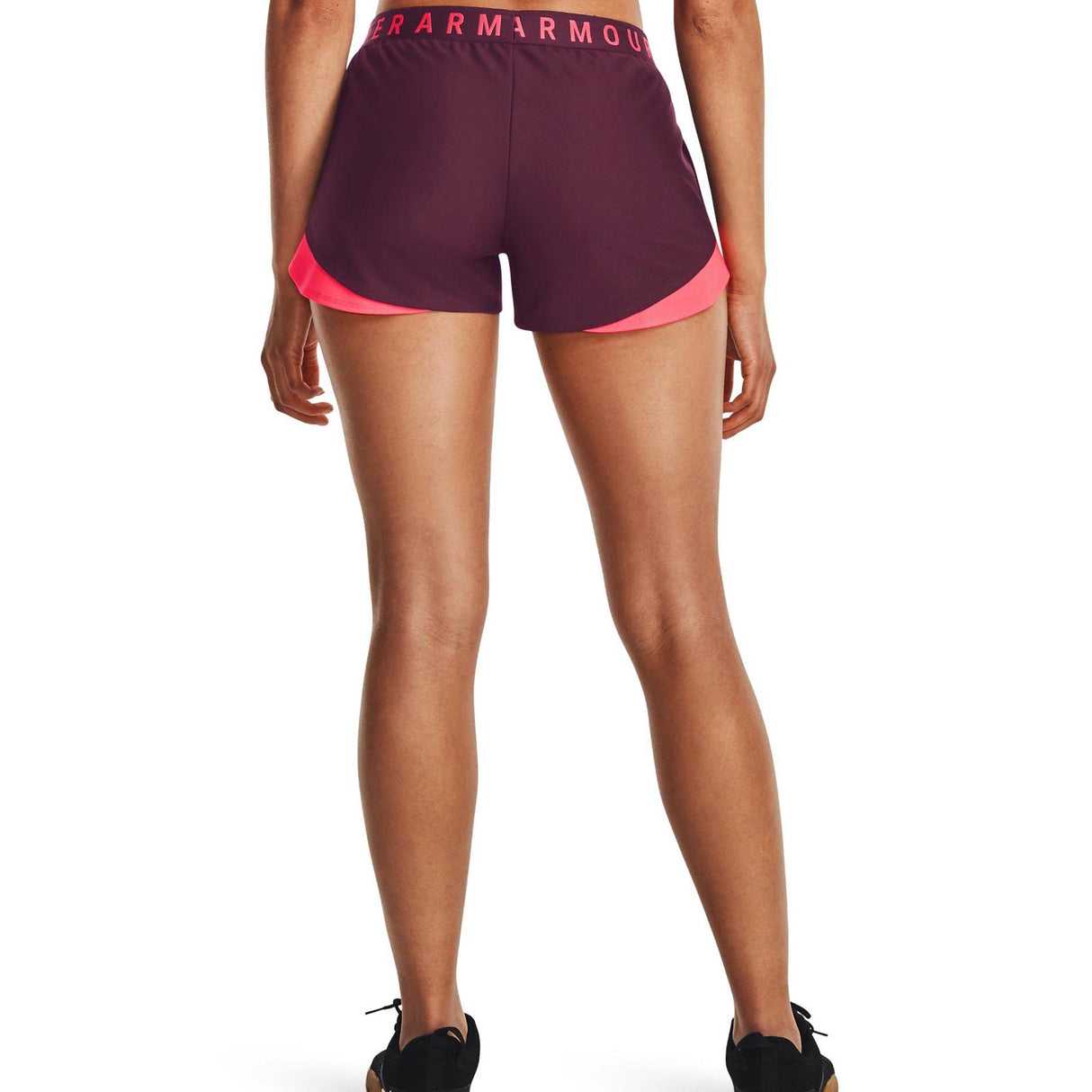 UA Womens Play Up Shorts 3.0 Maroon
