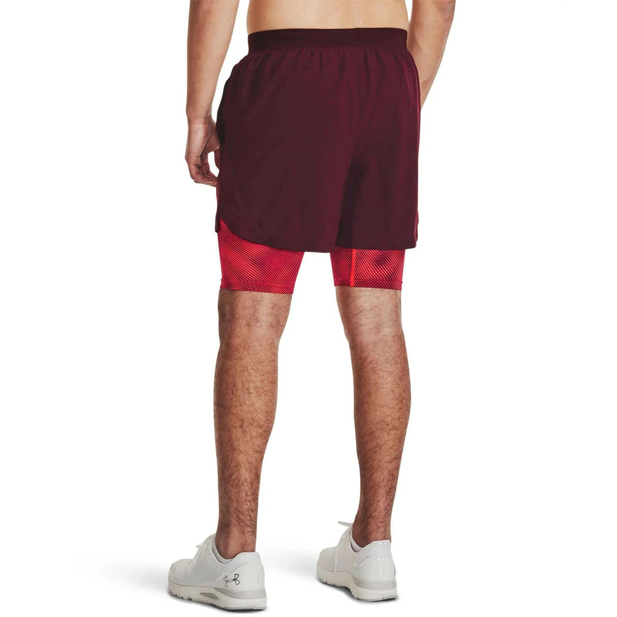 UA Mens Launch 5in 2in1 Short Maroon