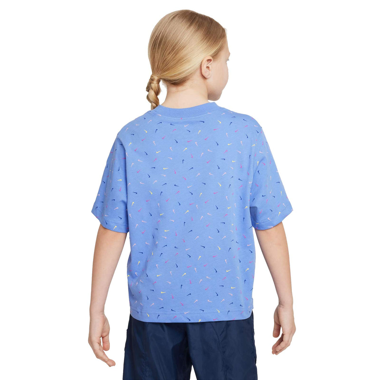 Nike Girls NSW Swoosh AOP Boxy Tee Blue