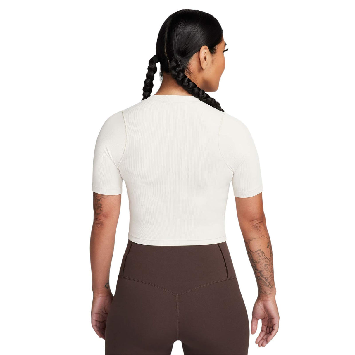 Nike Wmns INF DF SS Top Rib Tee Brown