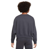 NIKE GIRLS NSW TREND FLC CREW PRNT GRY