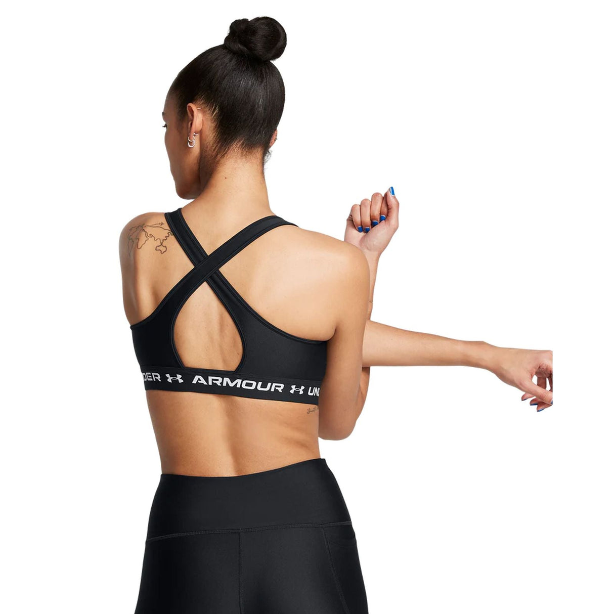 UA CROSSBACK Mid Bra Black/White