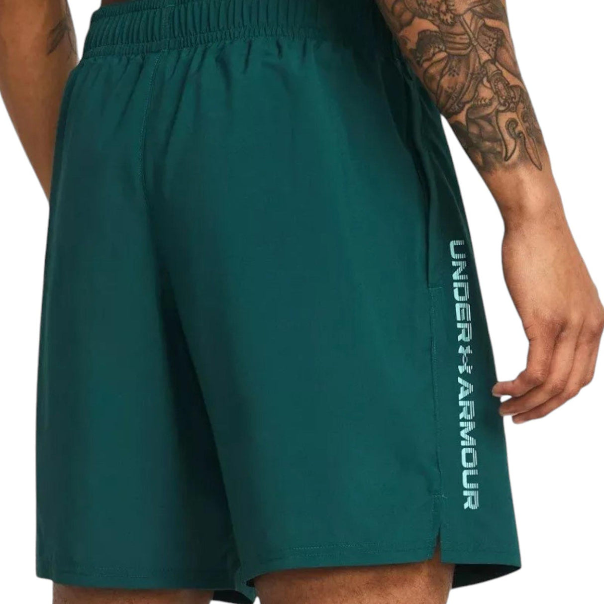 UA Mens Woven Wordmark Shorts Blue