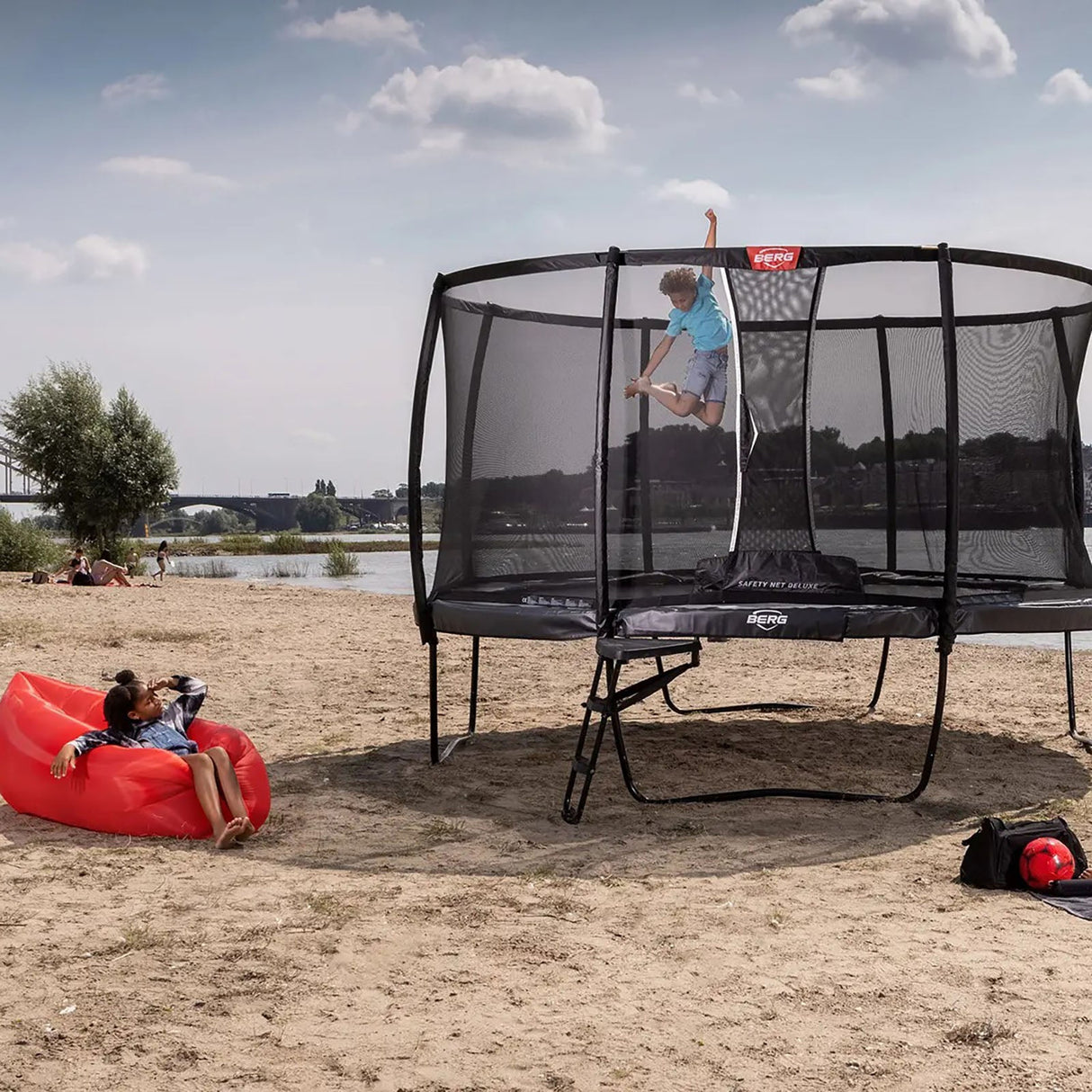 BERG Elite Regular 430 Trampoline Grey + Safety Net DLX XL