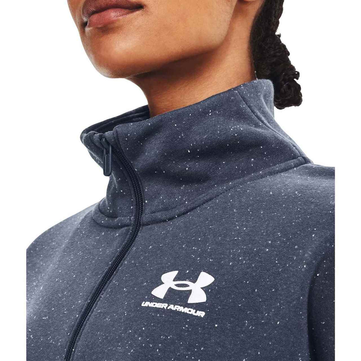 UA Womens Rival Fleece HZ Top Grey
