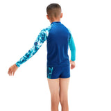 SPEEDO BOY PRNTED LNG SLEEVE RSH TOP NVY