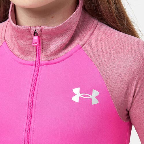 UA Girls Tech Graphic Half Zip Pink
