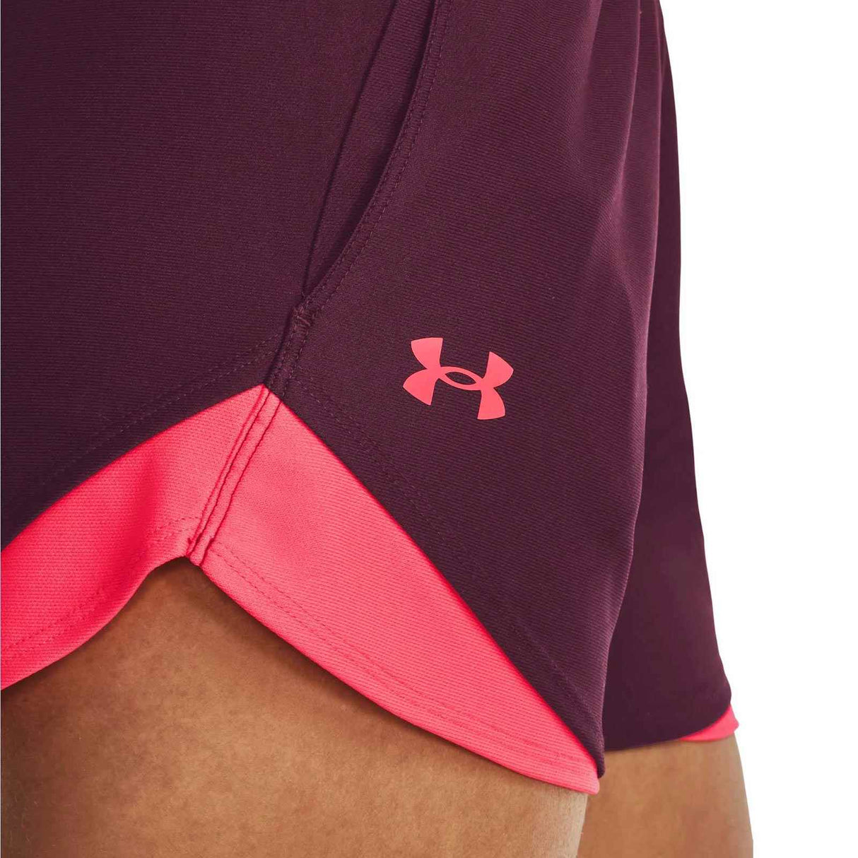 UA Womens Play Up Shorts 3.0 Maroon