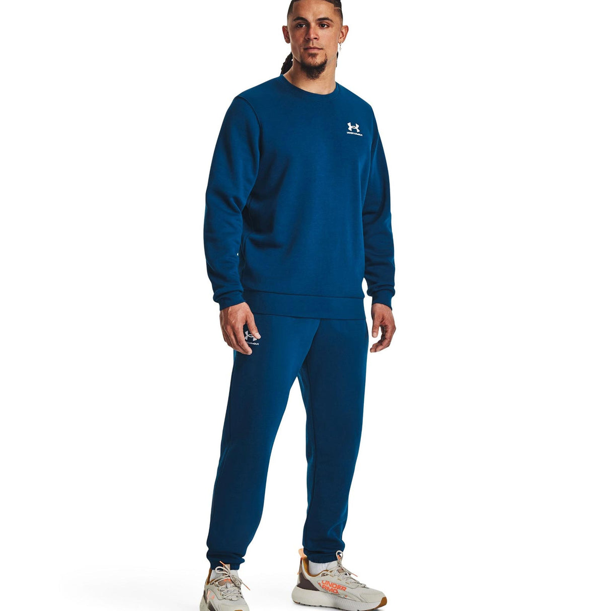 UA Mens Essential Fleece Crew Blue