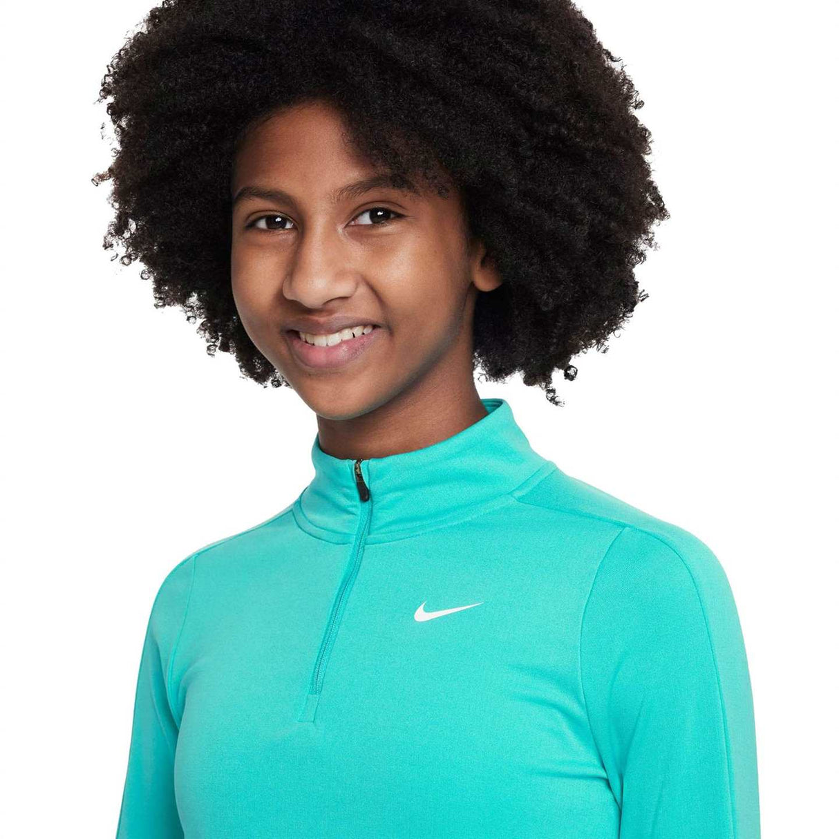 Nike Girls Dri Fit LS HZ Top Green