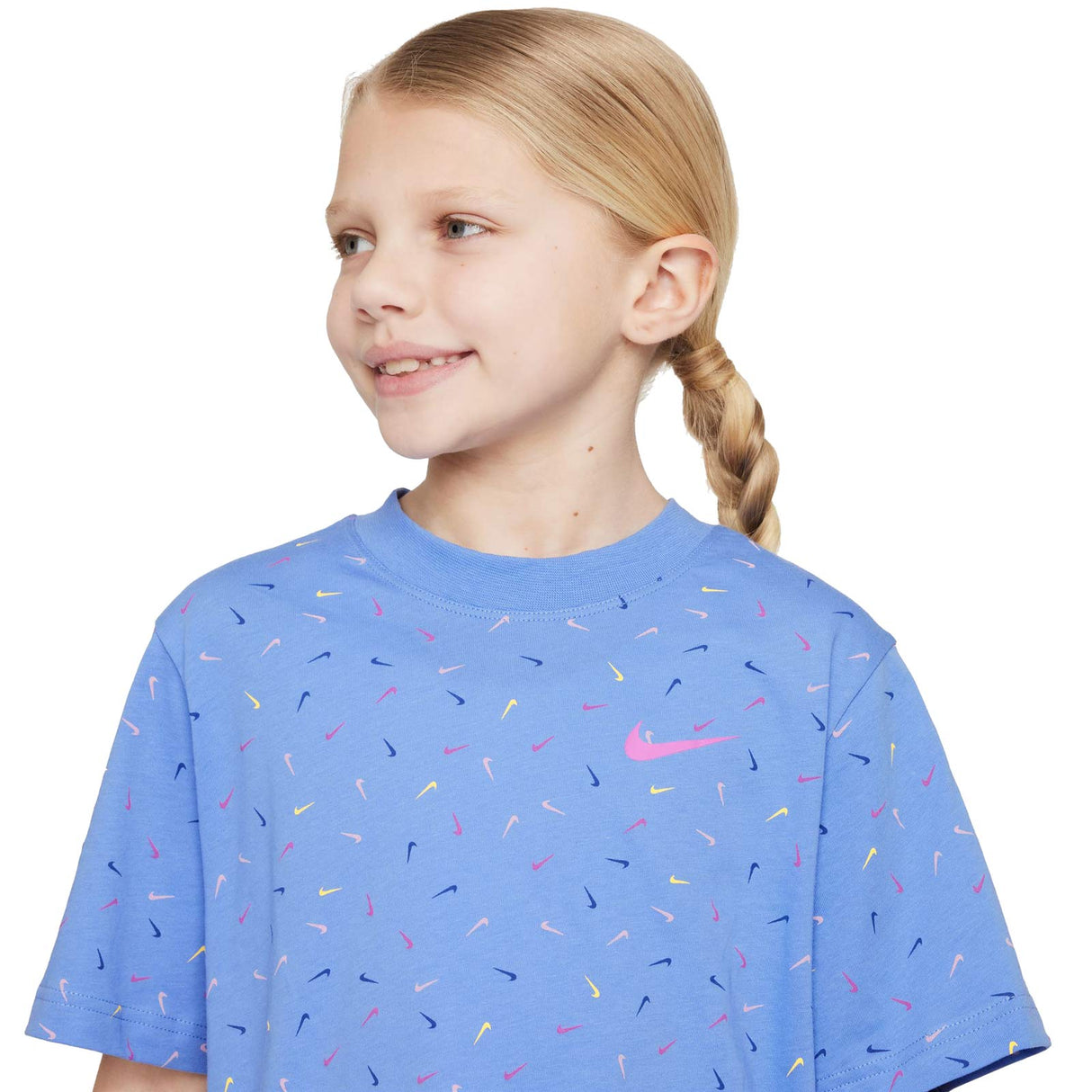 Nike Girls NSW Swoosh AOP Boxy Tee Blue
