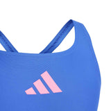 adidas Girls 3 Bars Solid Swimsuit Blue