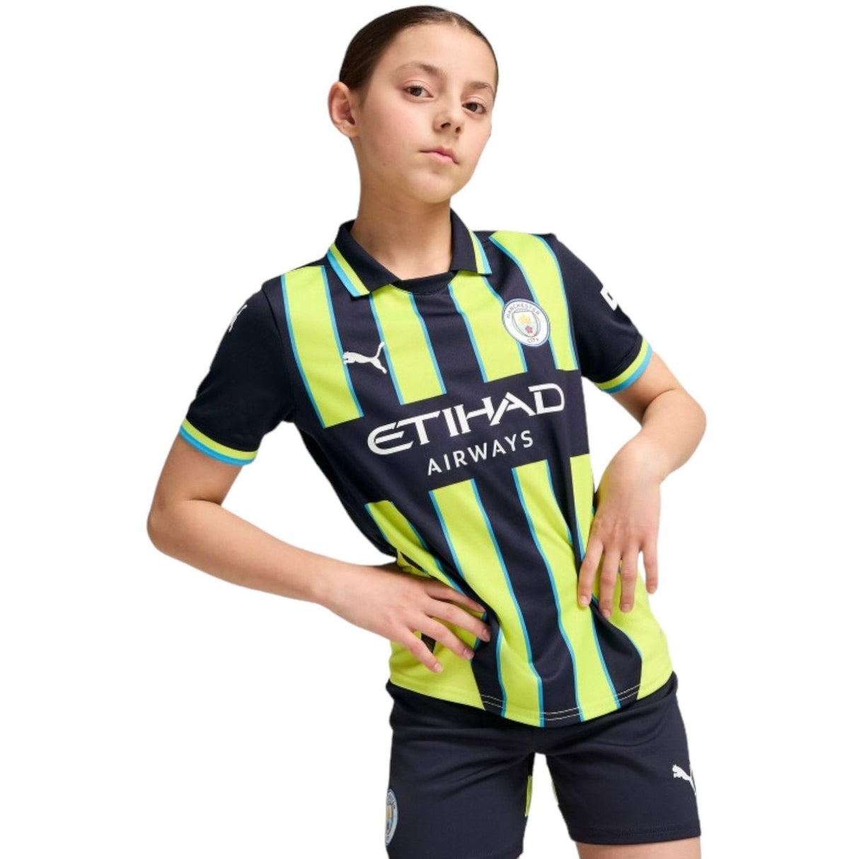 Puma MCFC 24 Kids Away Jersey Navy