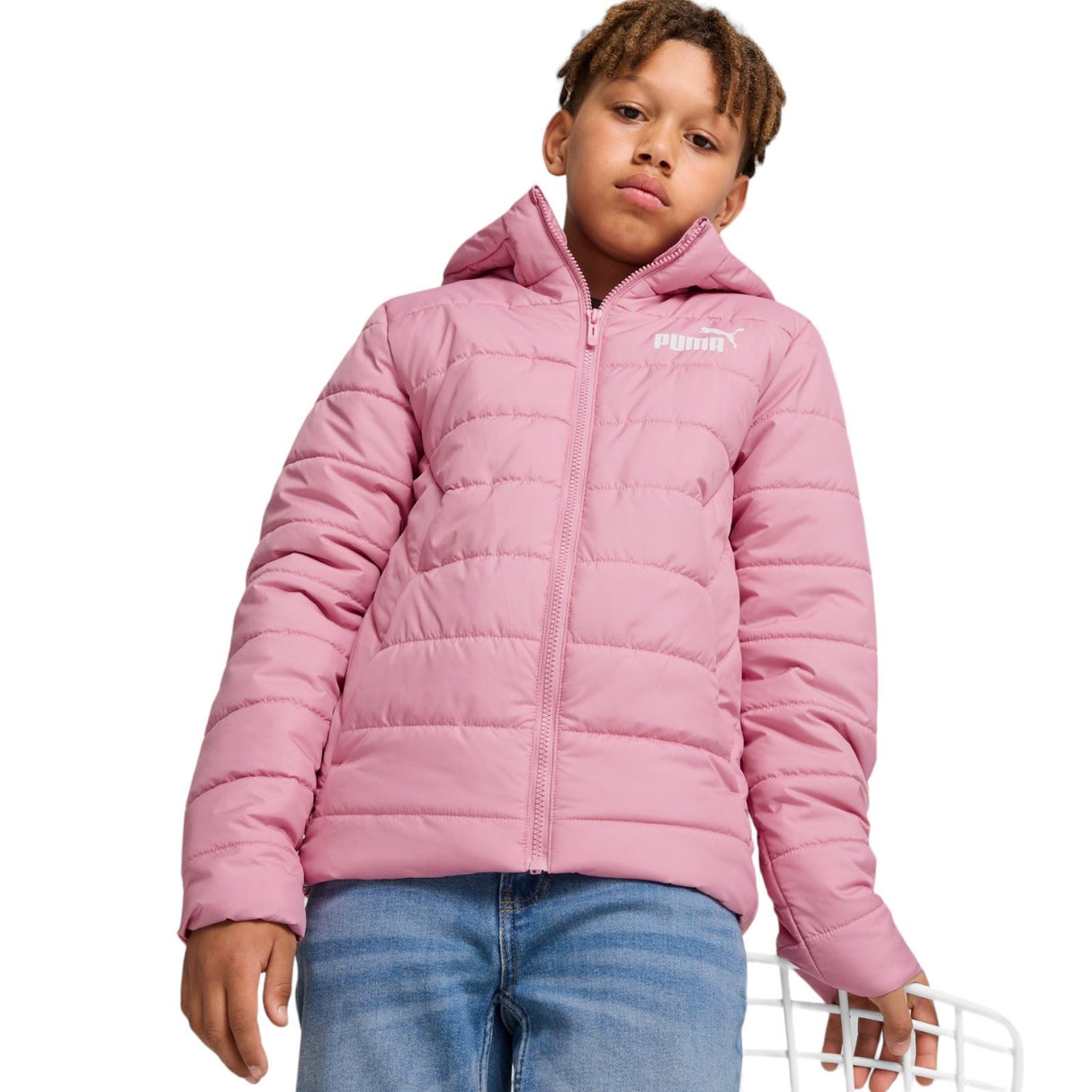 Puma Ess Hooded Padded Girls Jacket Pink