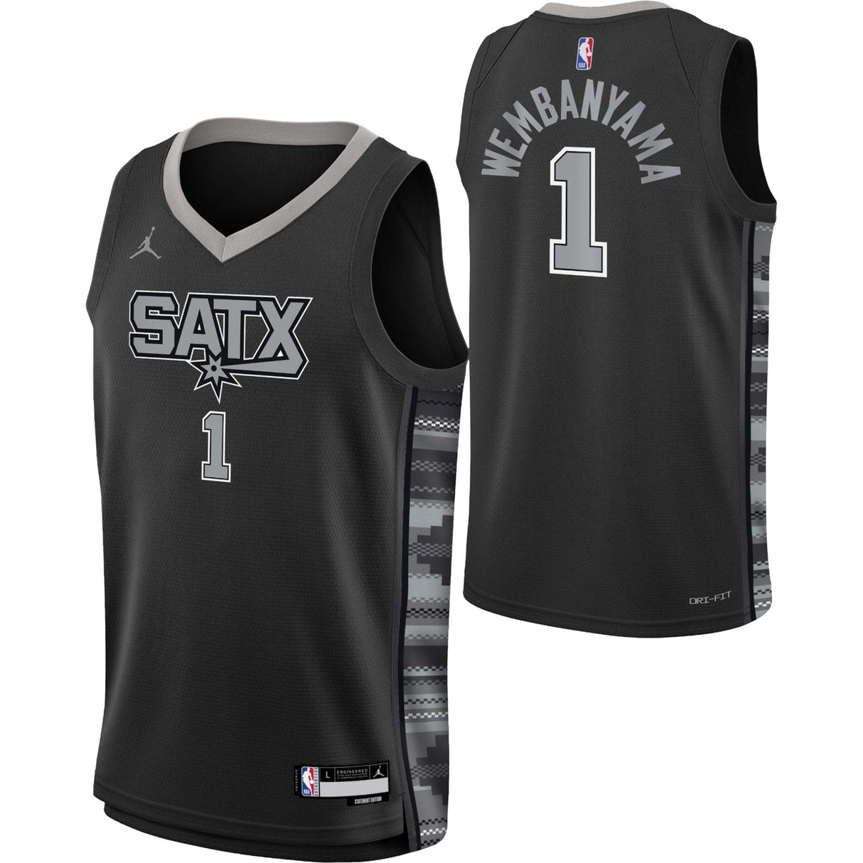 Nike Spurs Wembanyama 1 Kid Stmn Jsy Blk