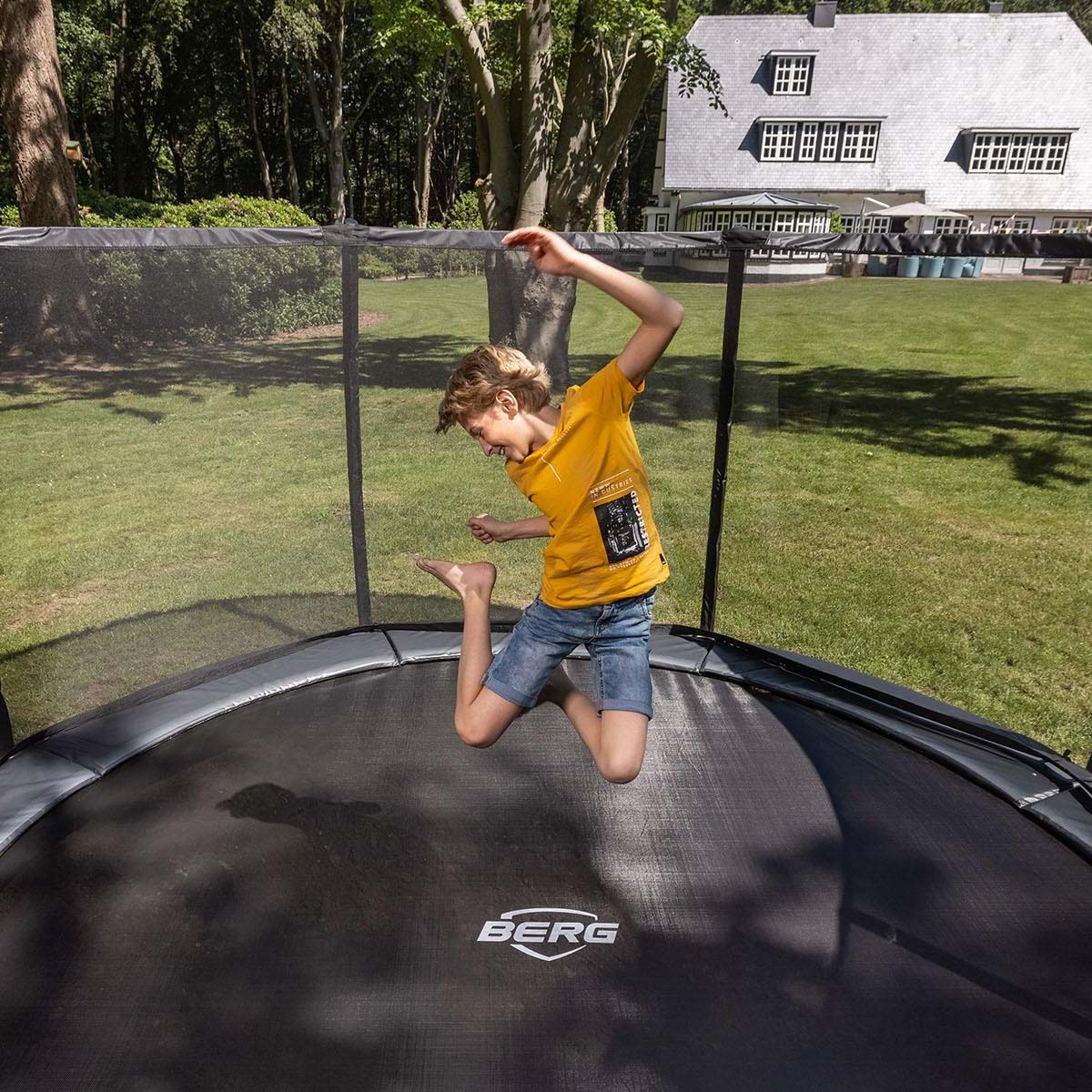 BERG Elite InGround 380 Trampoline Grey + Safety Net Deluxe
