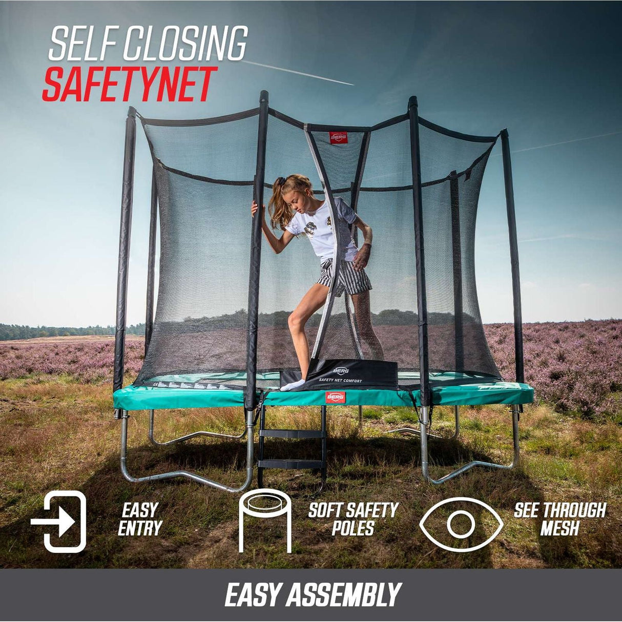 BERG Favorit Regular 430 Trampoline Green + Safety Net Comfort