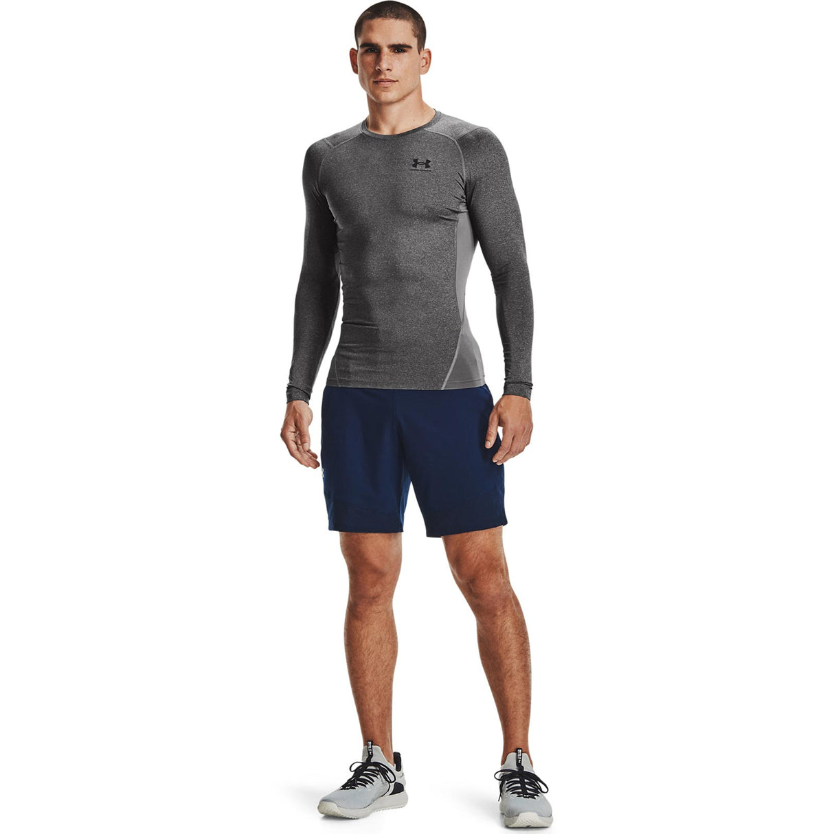 UA Mens HG Armour Comp LS Tee Grey