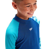 SPEEDO BOY PRNTED LNG SLEEVE RSH TOP NVY